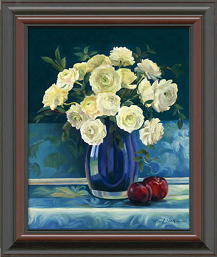 Roses in Colbalt Vase
